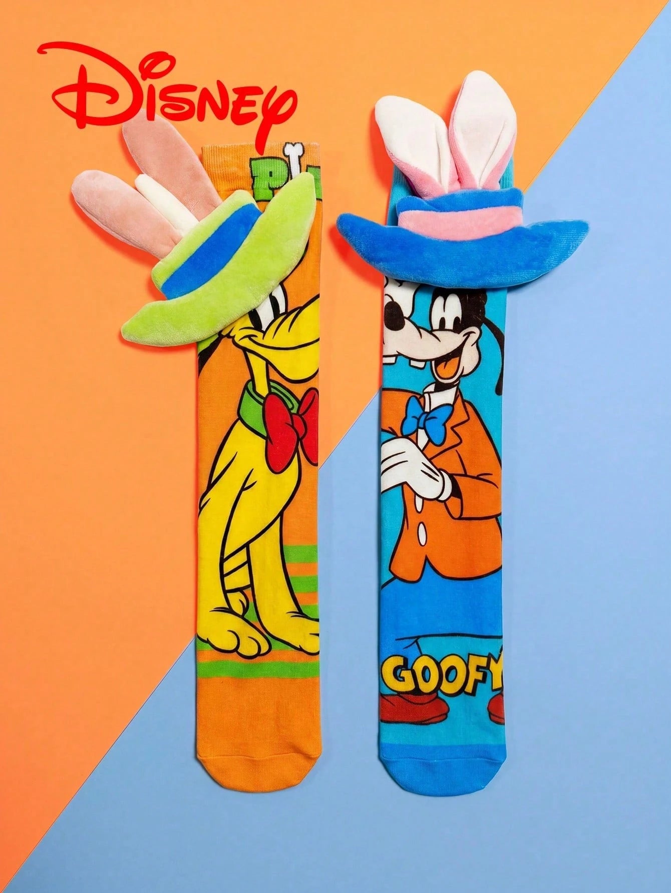 1 Pair Disney Kids Mid-Calf Socks, 3D Cute Pluto & Goofy Design