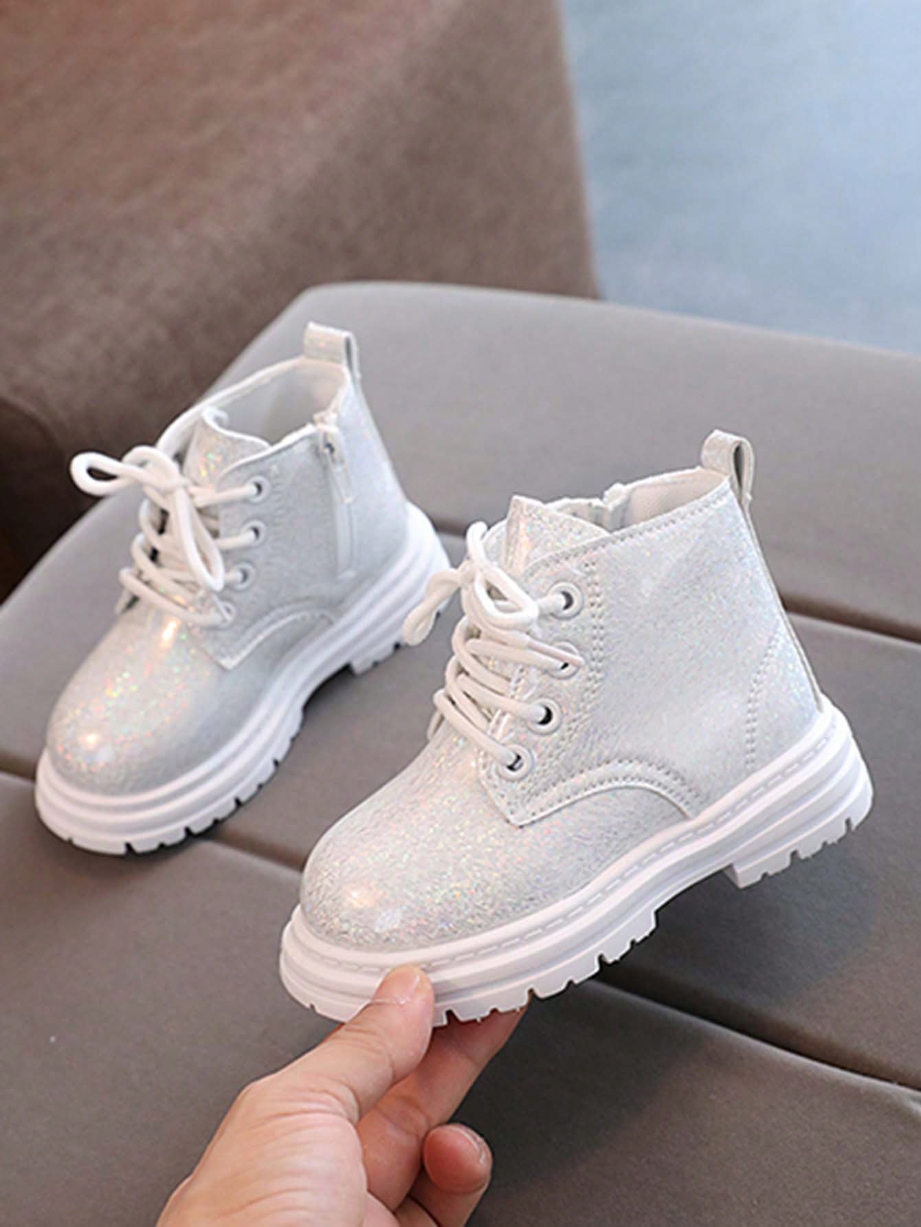 1 Pair Fashionable Classic Round Toe PU Shiny Cute Princess Boots