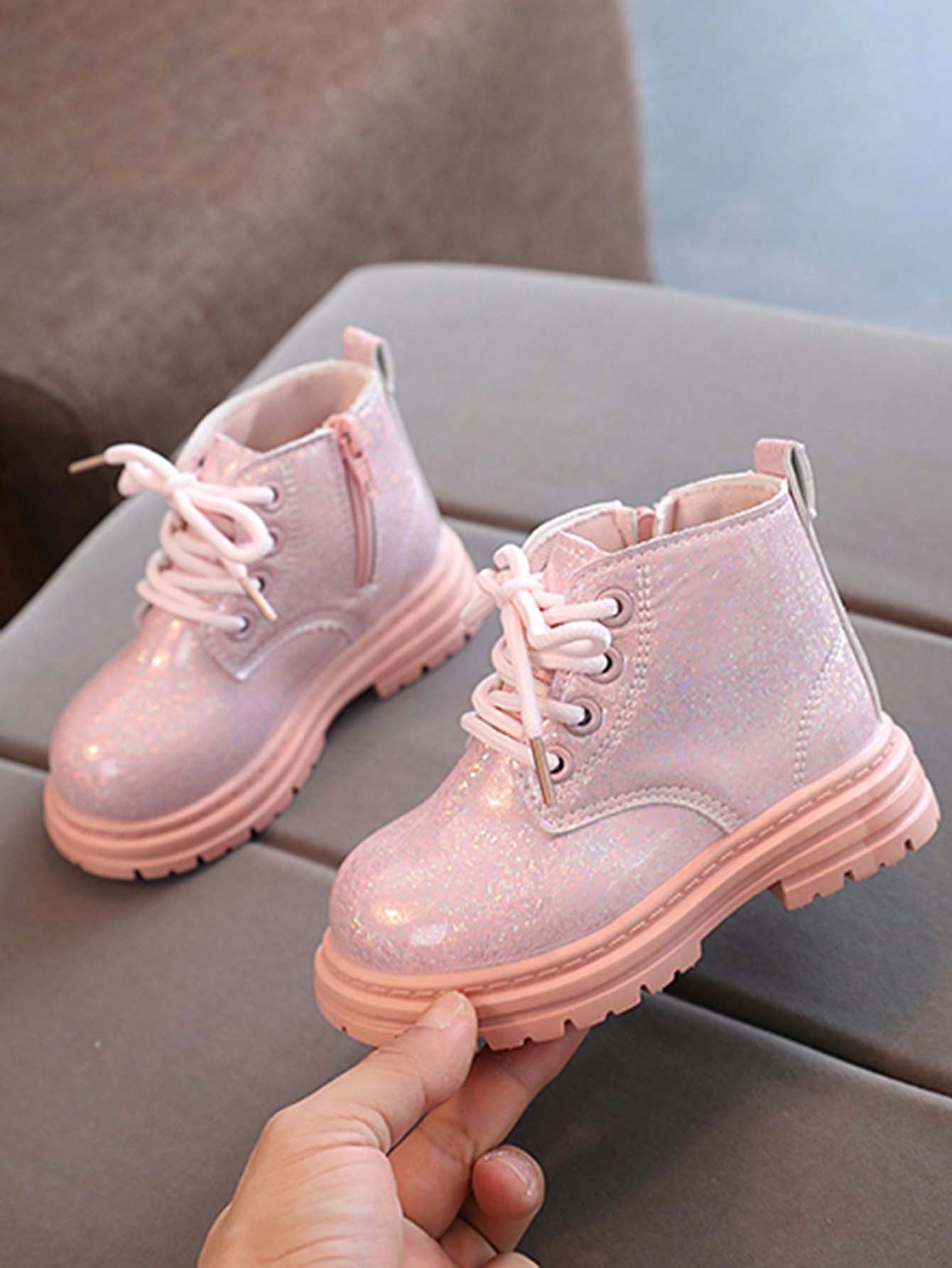 1 Pair Fashionable Classic Round Toe PU Shiny Cute Princess Boots