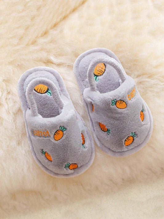 1 Pair Fashionable & Cute Strawberry Embroidered Anti-Slip Warm Slippers