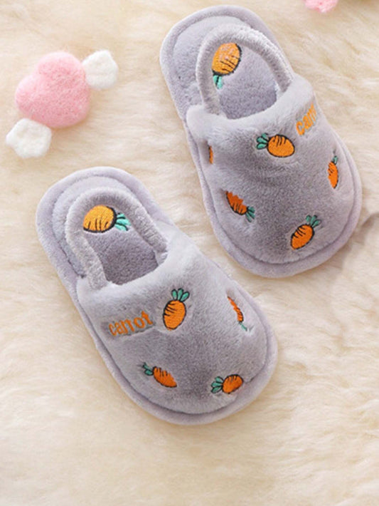 1 Pair Fashionable & Cute Strawberry Embroidered Anti-Slip Warm Slippers