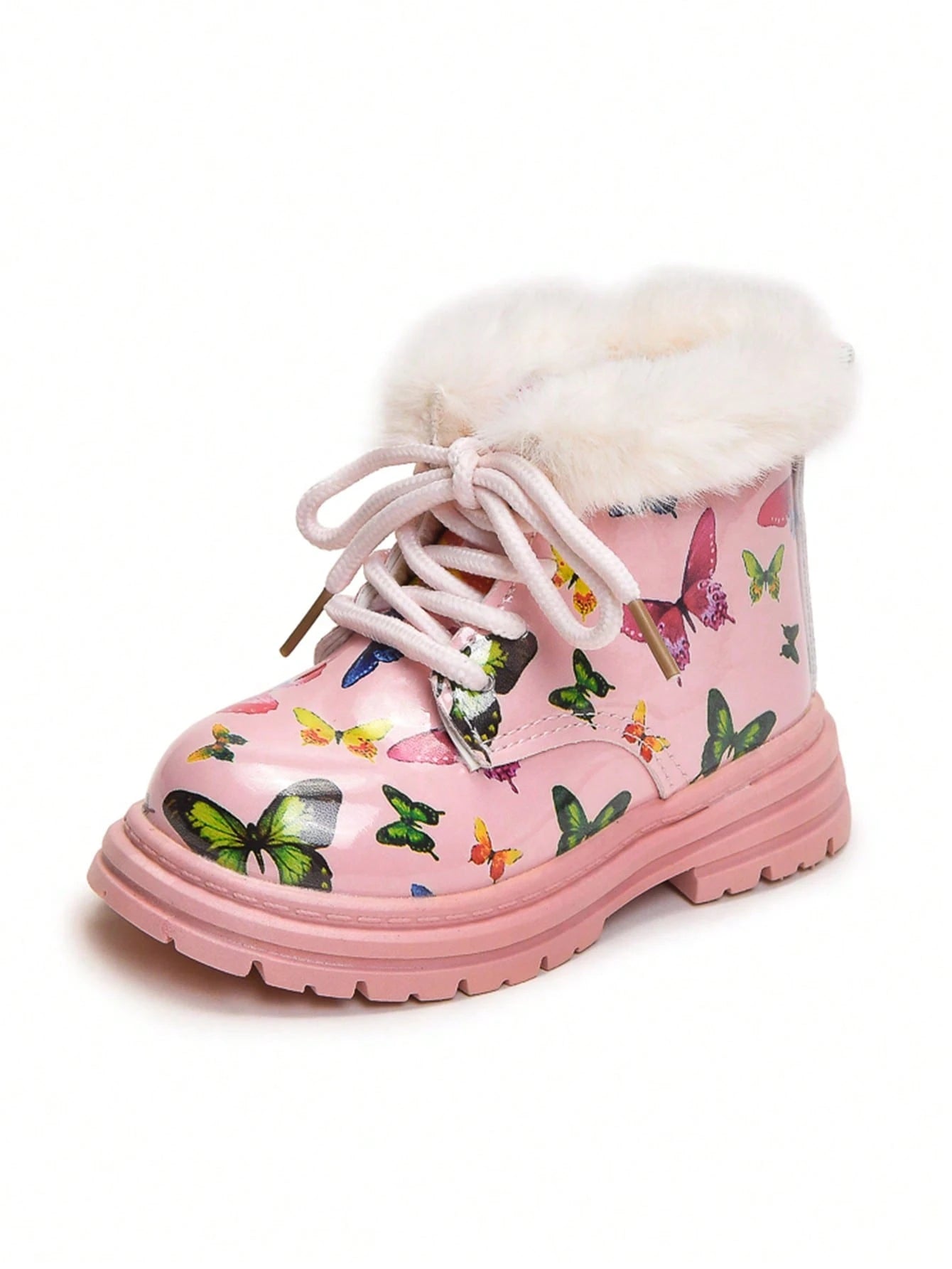 1 Pair Girls' Butterfly Print Warm Boots