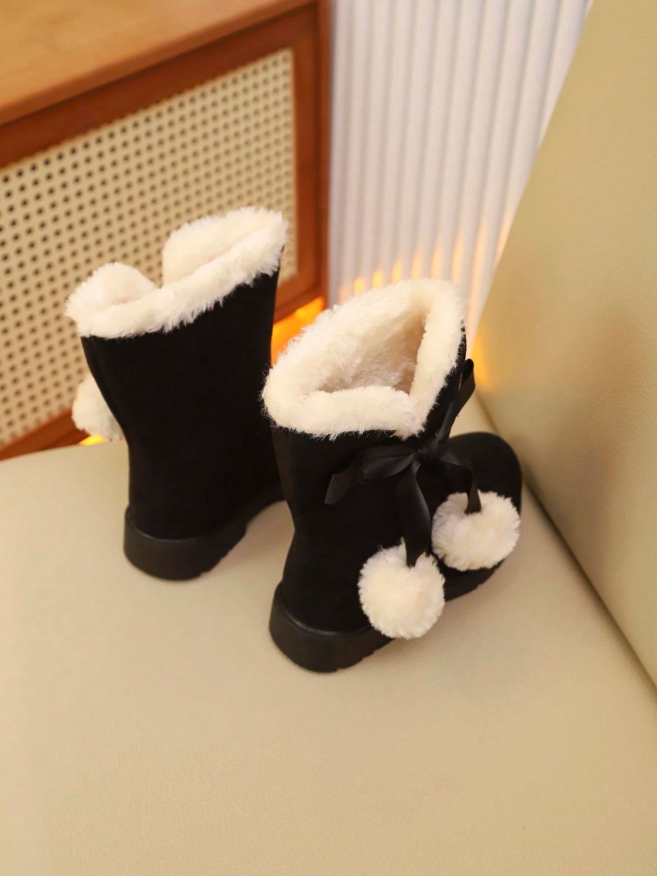 1 Pair Girls' High-Top Boots For Autumn/Winter, Warm And Comfortable Shoes