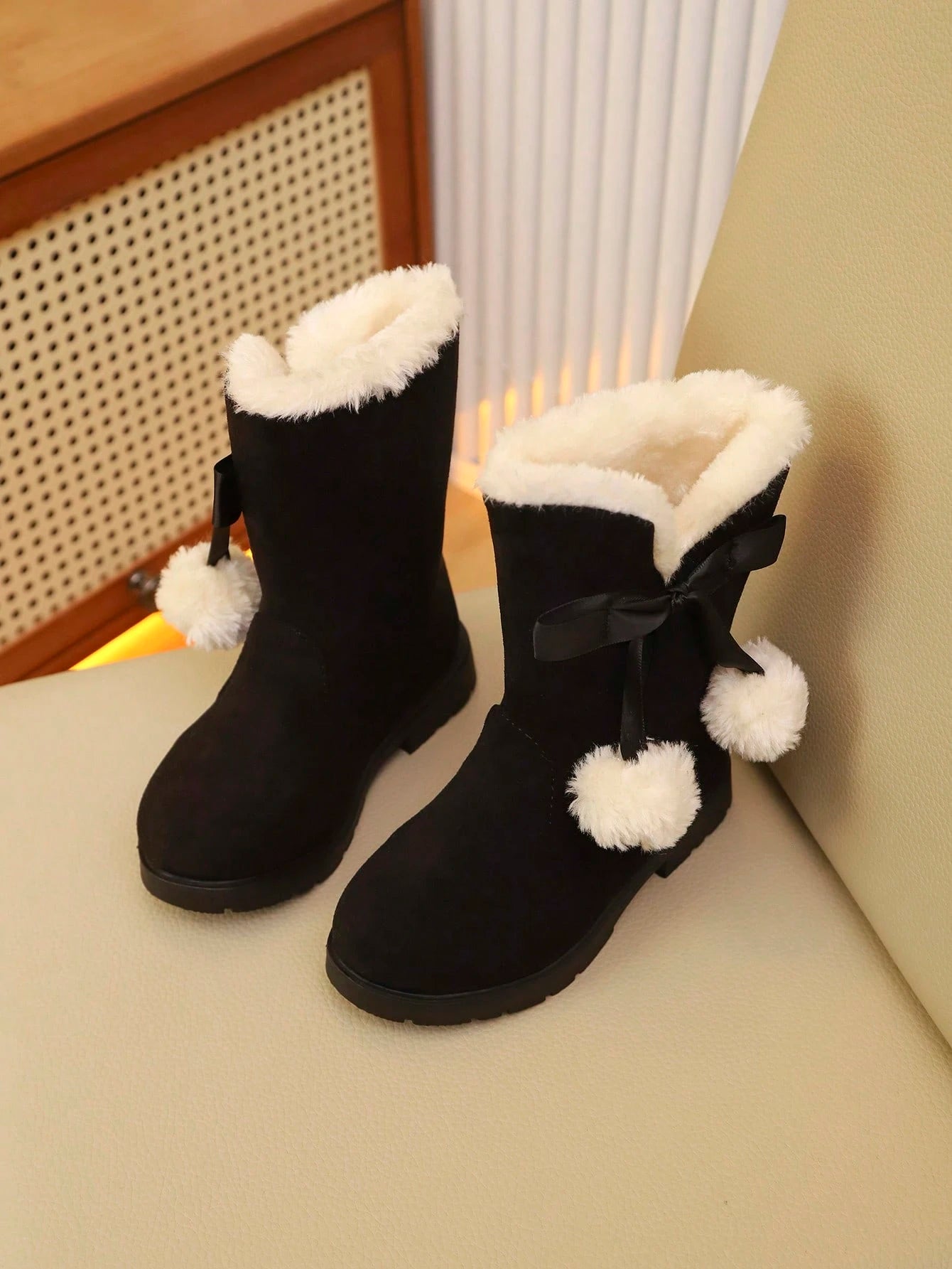 1 Pair Girls' High-Top Boots For Autumn/Winter, Warm And Comfortable Shoes