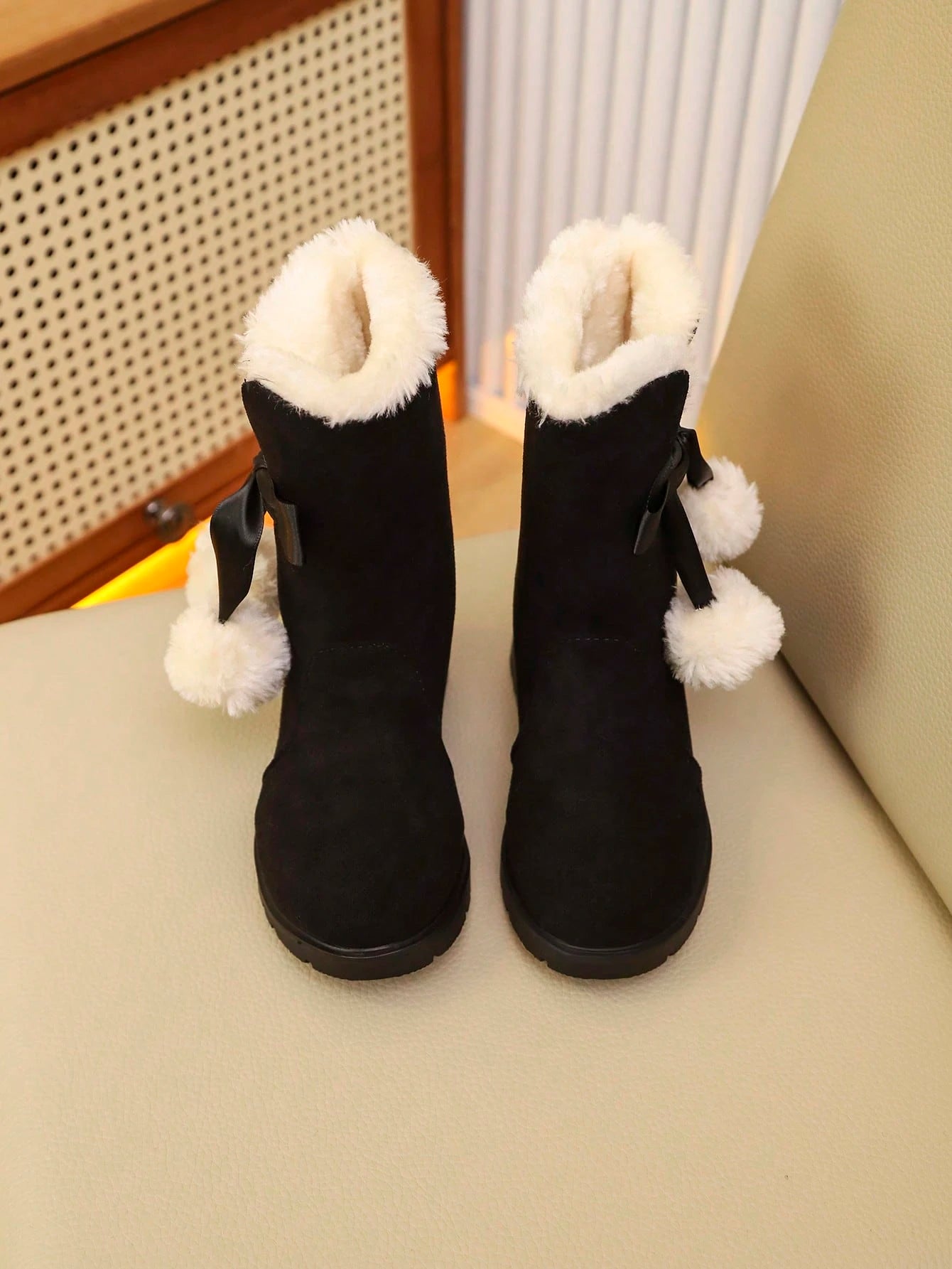 1 Pair Girls' High-Top Boots For Autumn/Winter, Warm And Comfortable Shoes