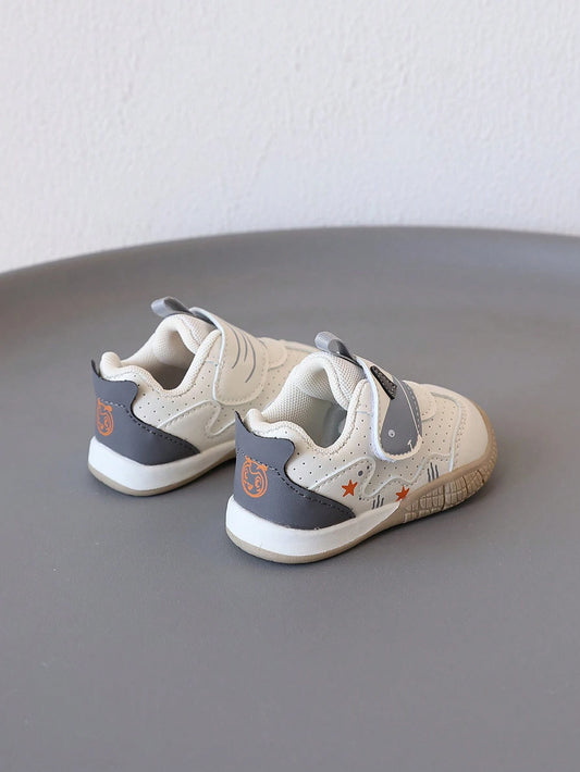 1 Pair Infant Shark Pattern Decorated Leather-Like Material Protective Toe Shoes
