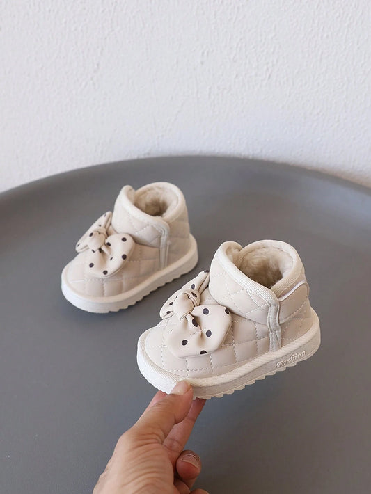 1 Pair Infant Toddler Bow Decor Flat Sweet Ankle Boots