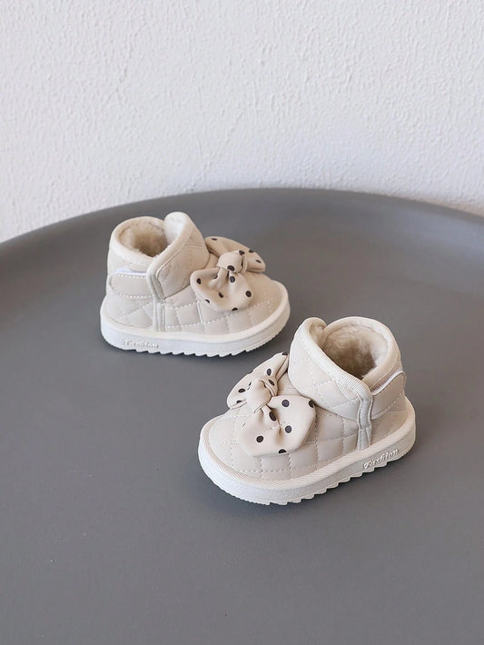 1 Pair Infant Toddler Bow Decor Flat Sweet Ankle Boots