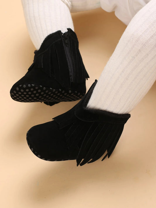 1 Pair Infant Toddler Side Zipper Boots Black
