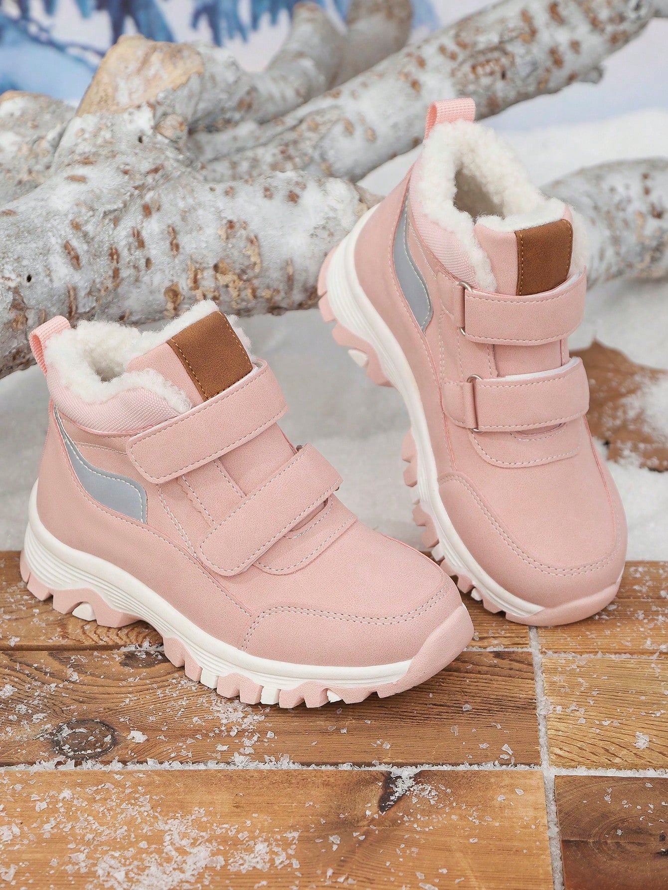 1 Pair Kids High-Top Flat Comfortable Warm Thermal-Lined Snow Boots