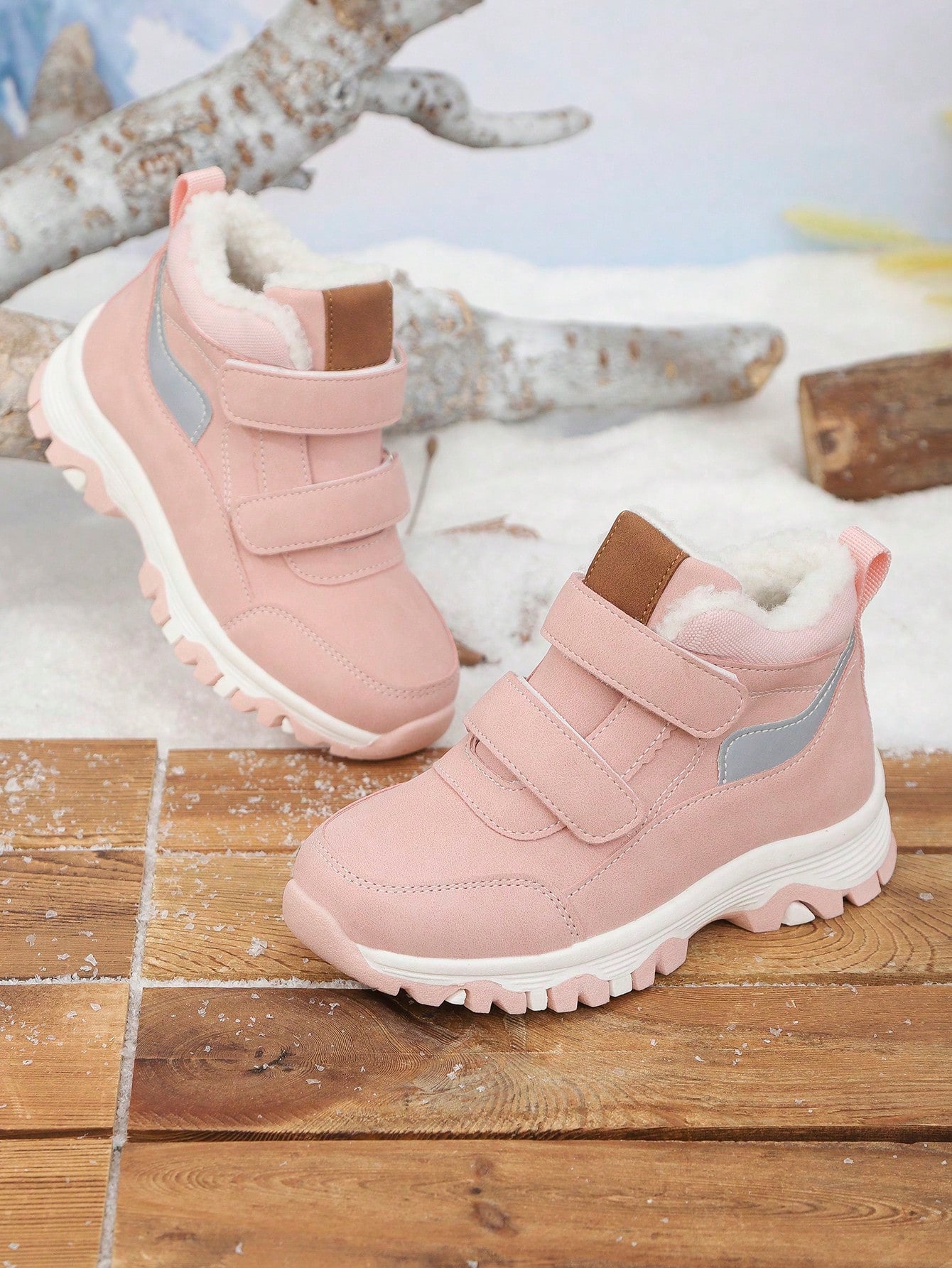 1 Pair Kids High-Top Flat Comfortable Warm Thermal-Lined Snow Boots