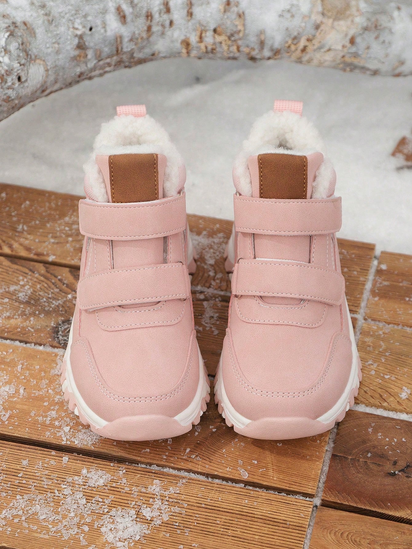 1 Pair Kids High-Top Flat Comfortable Warm Thermal-Lined Snow Boots