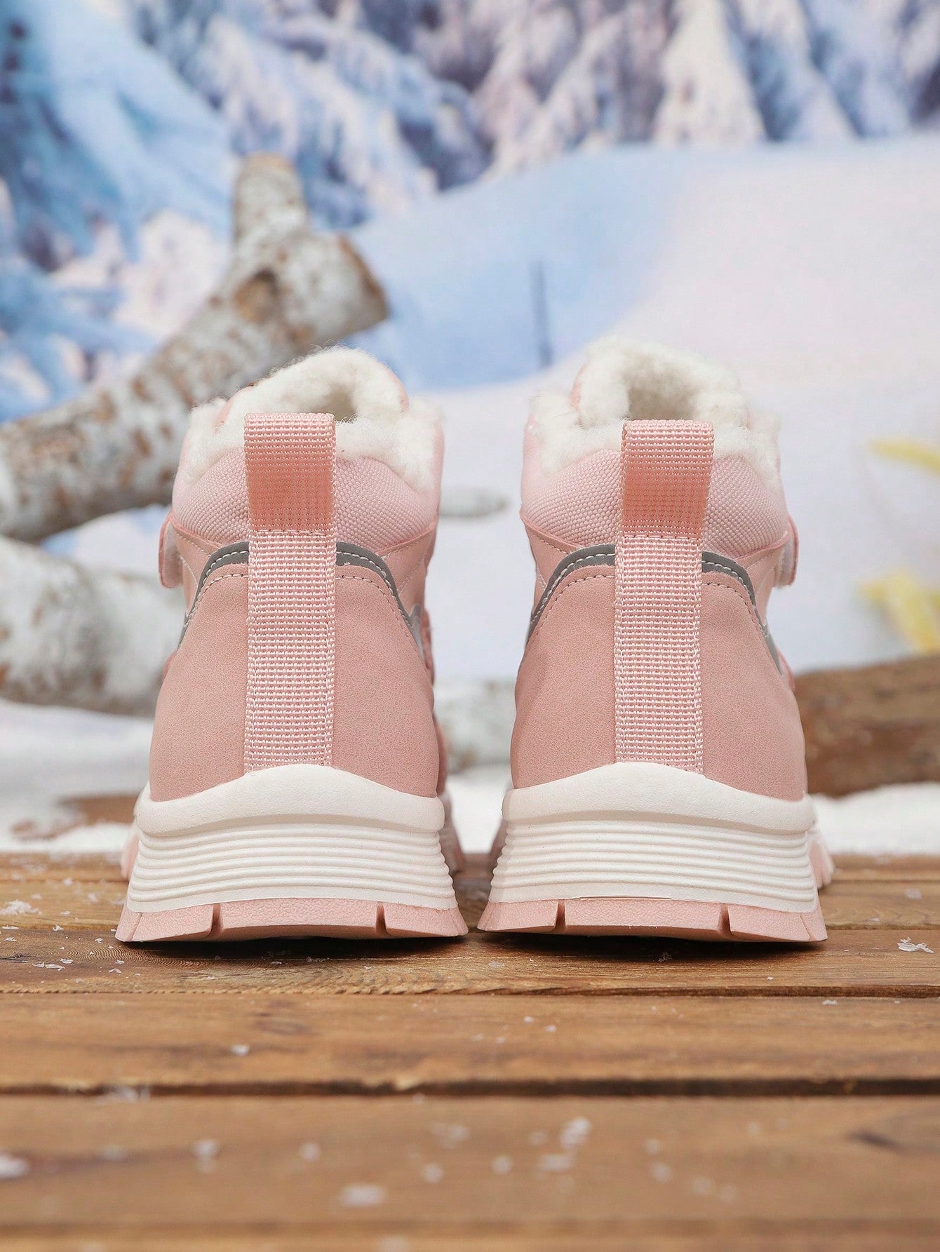1 Pair Kids High-Top Flat Comfortable Warm Thermal-Lined Snow Boots