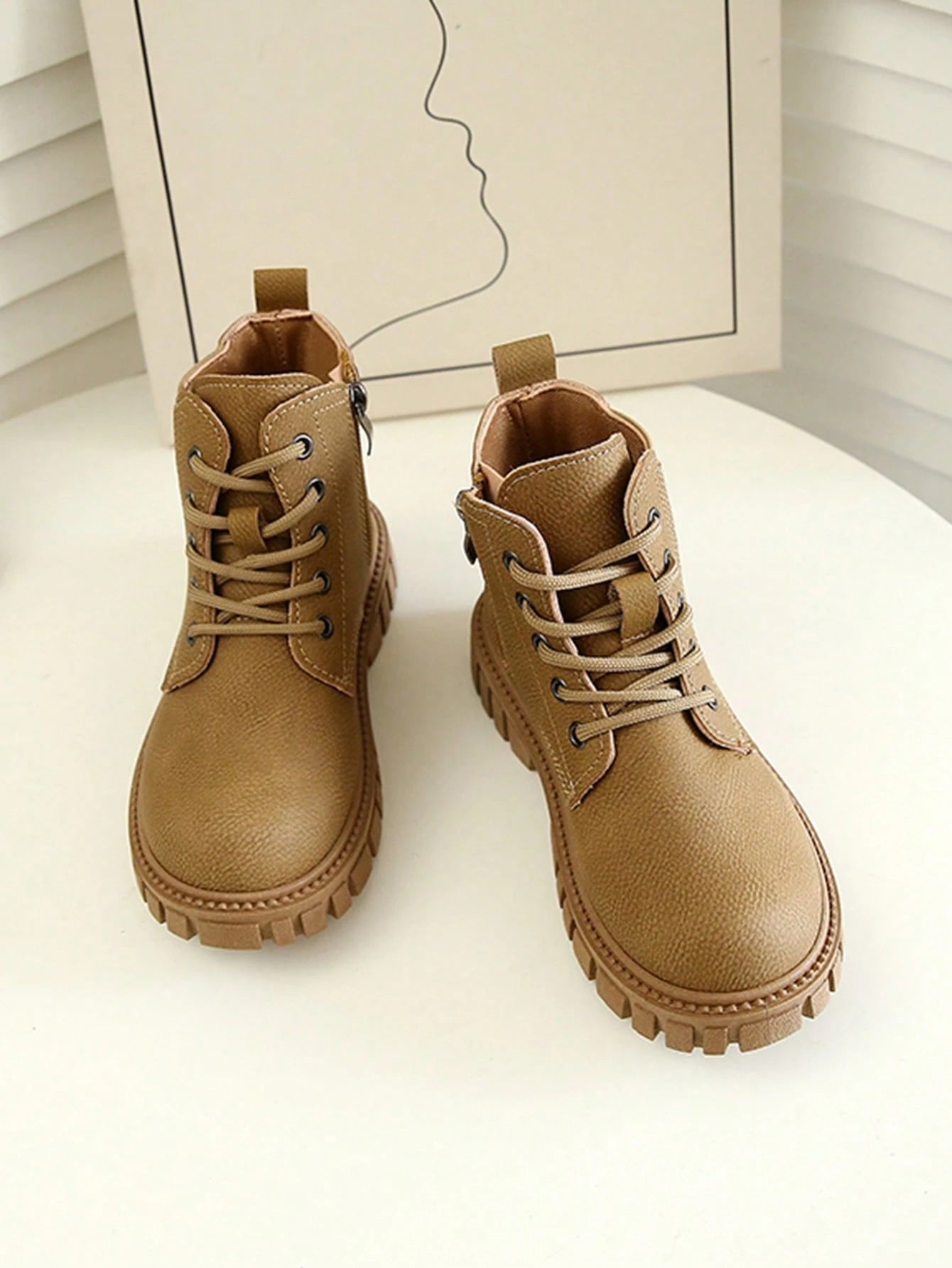 1 Pair Kids Yellow Boots, Soft PU + Elastic Fabric Splicing Material