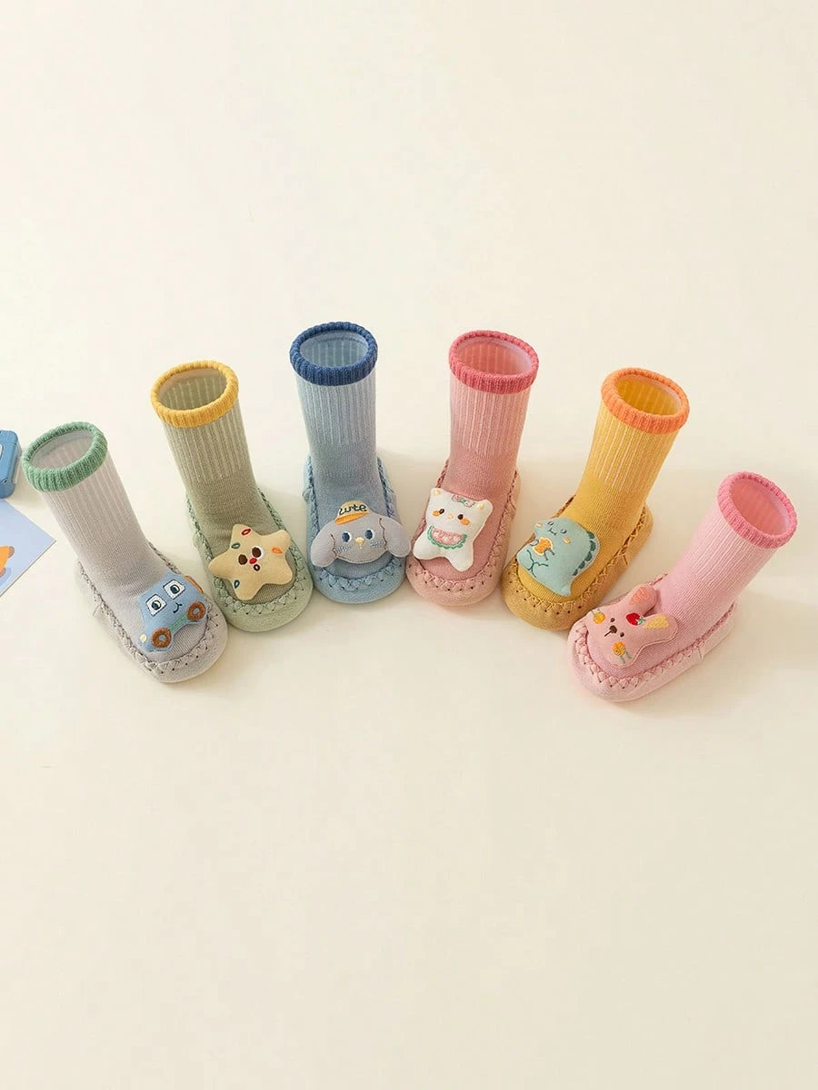 1 Pair Newborn Baby Anti-Slip Floor Socks, Cute Animal Design