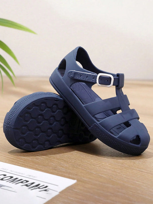 1 Pair Plain PVC Anti-Slip Soft Bottom Sandals, Suitable For Boys, Girls, Unisex