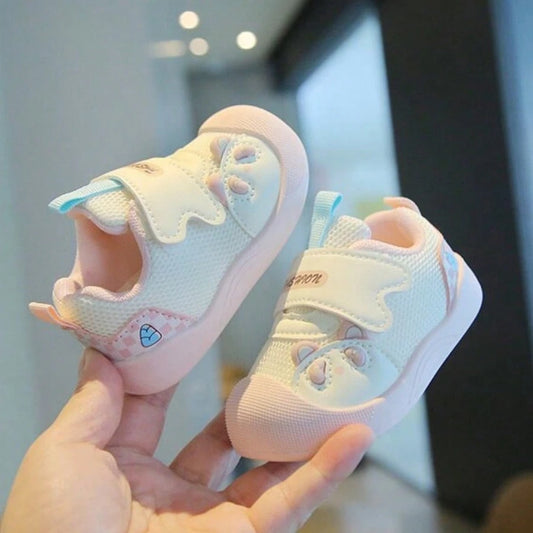 1 Pair Unisex Infant Toddler Panda Decor Mesh Fine Hole Hook And Loop Sports Shoes
