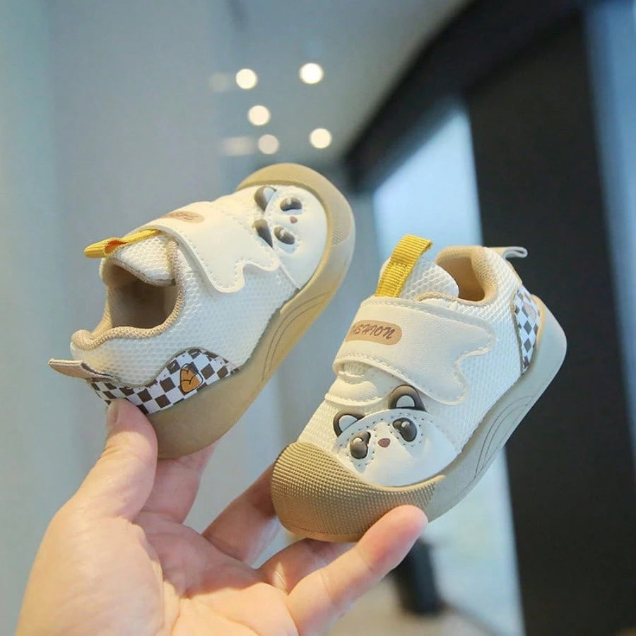 1 Pair Unisex Toddler Panda Decor Fine Mesh Hook & Loop Sneakers