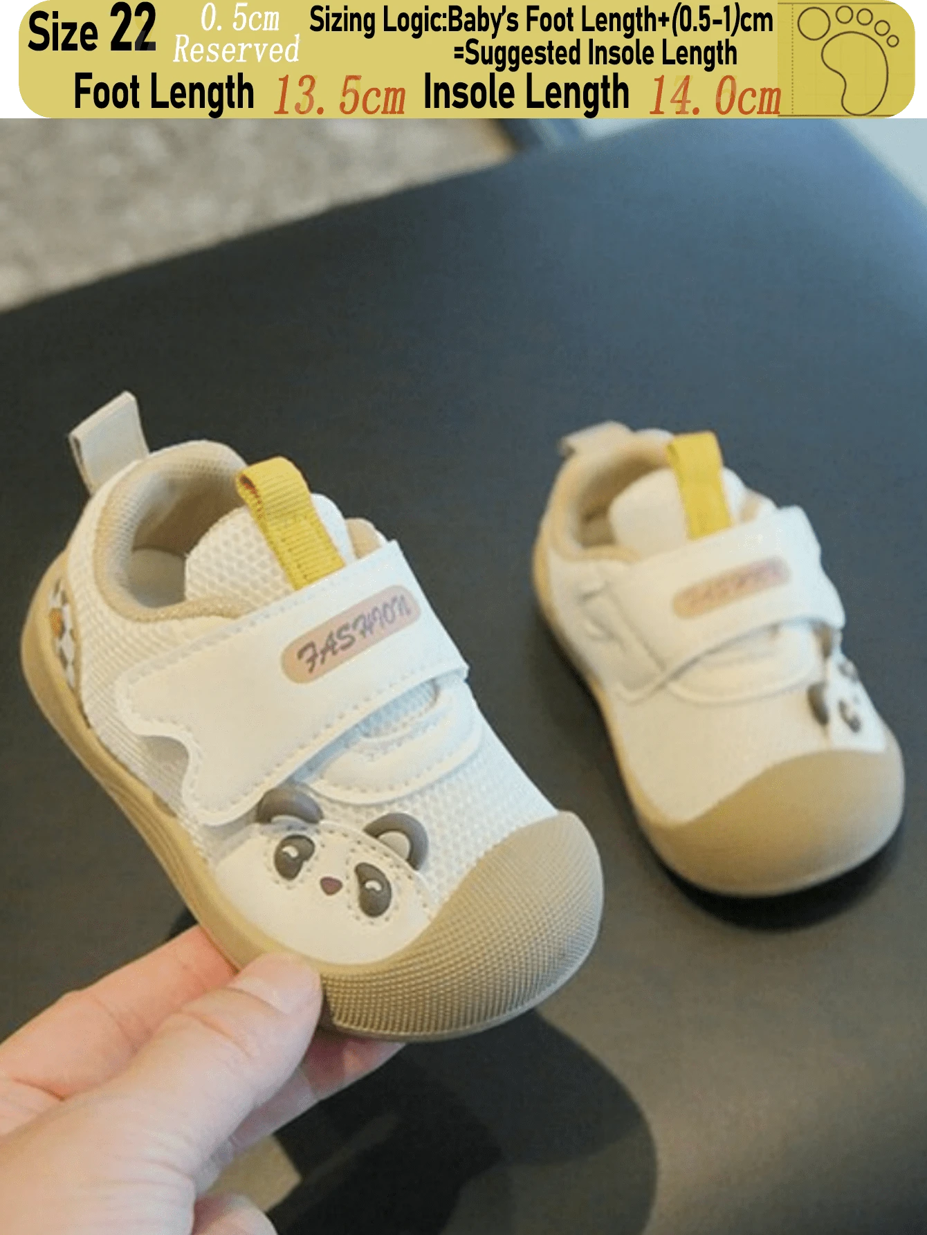 1 Pair Unisex Toddler Panda Decor Fine Mesh Hook & Loop Sneakers