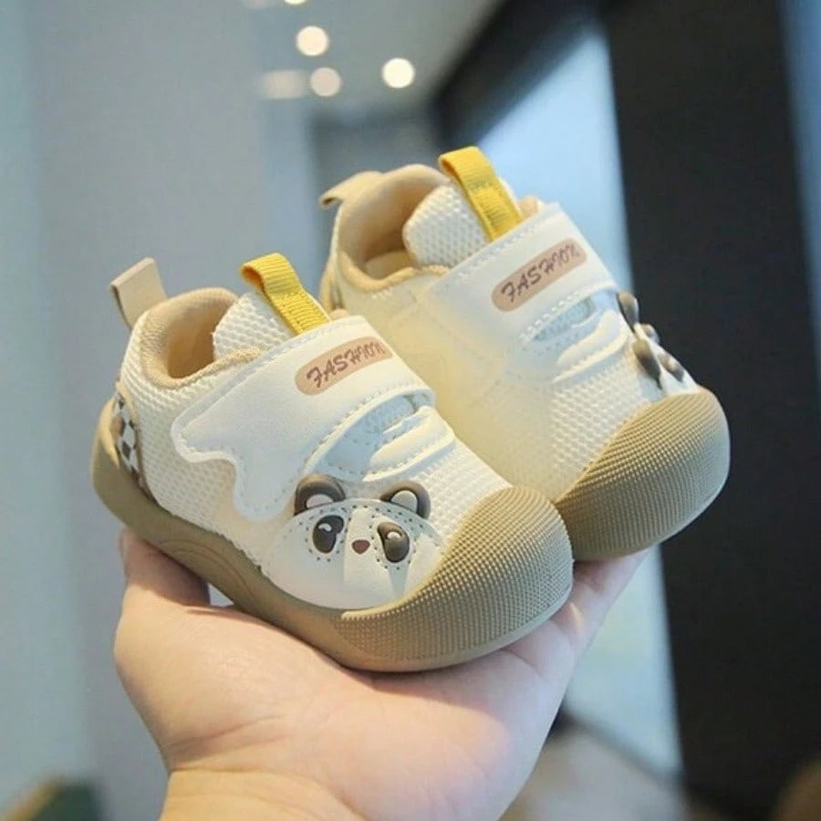 1 Pair Unisex Toddler Panda Decor Fine Mesh Hook & Loop Sneakers