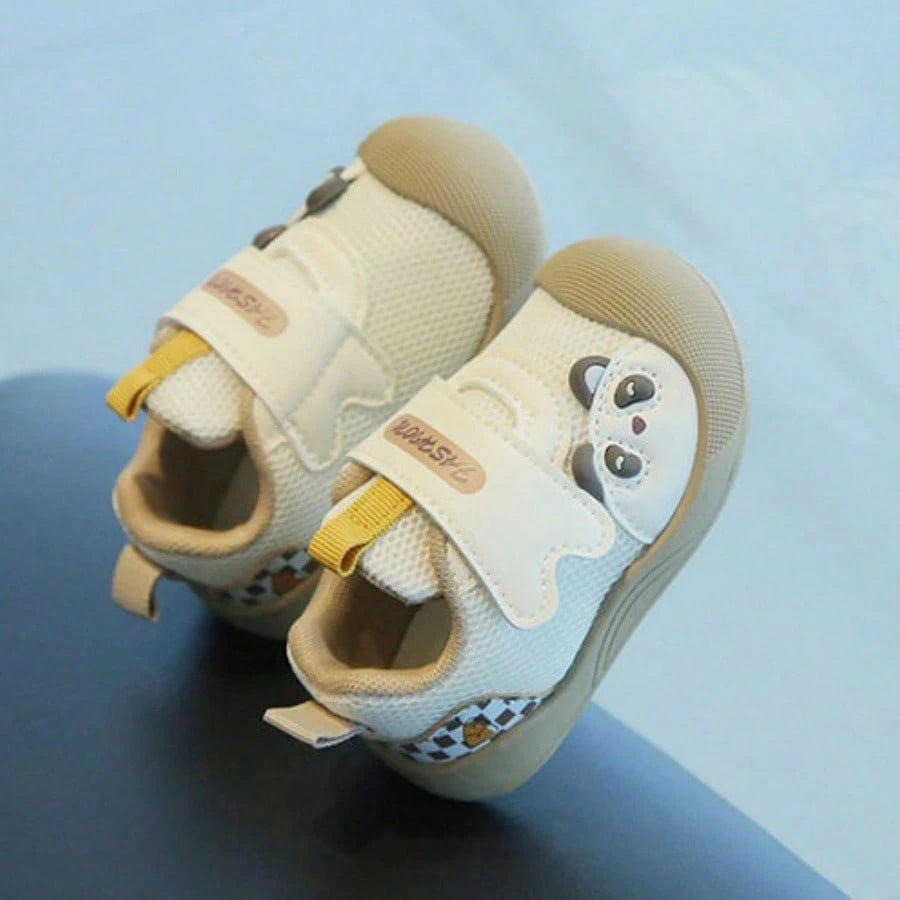 1 Pair Unisex Toddler Panda Decor Fine Mesh Hook & Loop Sneakers