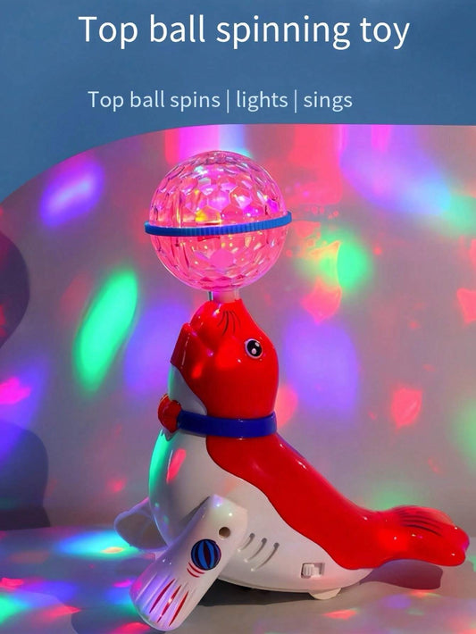 1box Children Electric Dancing & Rotating & Soccer Balancing & Light-Up & Music Sea Lion Toy Red One-Size