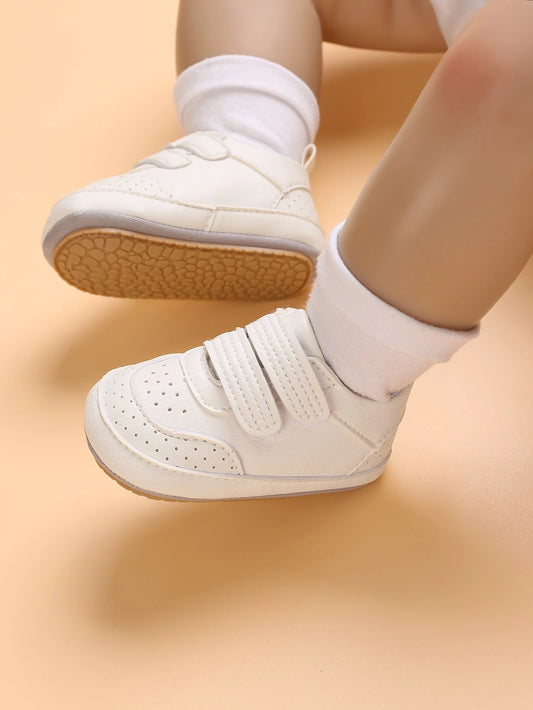 1pair Baby Boys' Minimalist Style Casual Sports Shoes With Hook-And-Loop Fasteners
