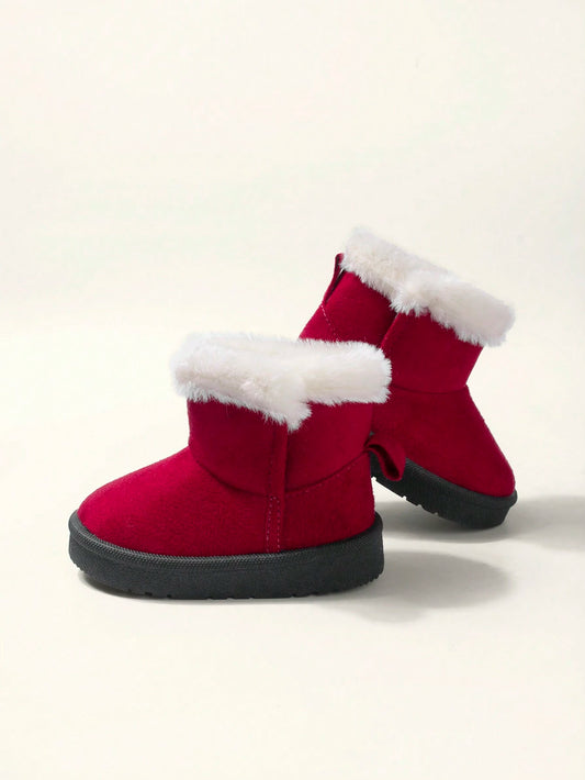 Furry Lined Winter Snow Boots Burgundy