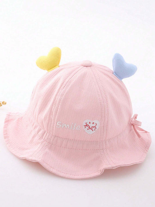 1pc Baby Hat, Adjustable Spring And Autumn Sun Hat For Children Pink