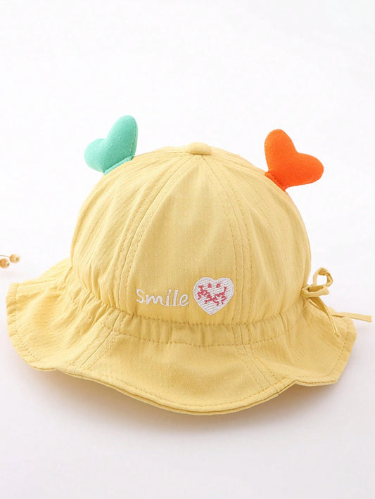 1pc Baby Hat, Adjustable Spring And Autumn Sun Hat For Children Yellow