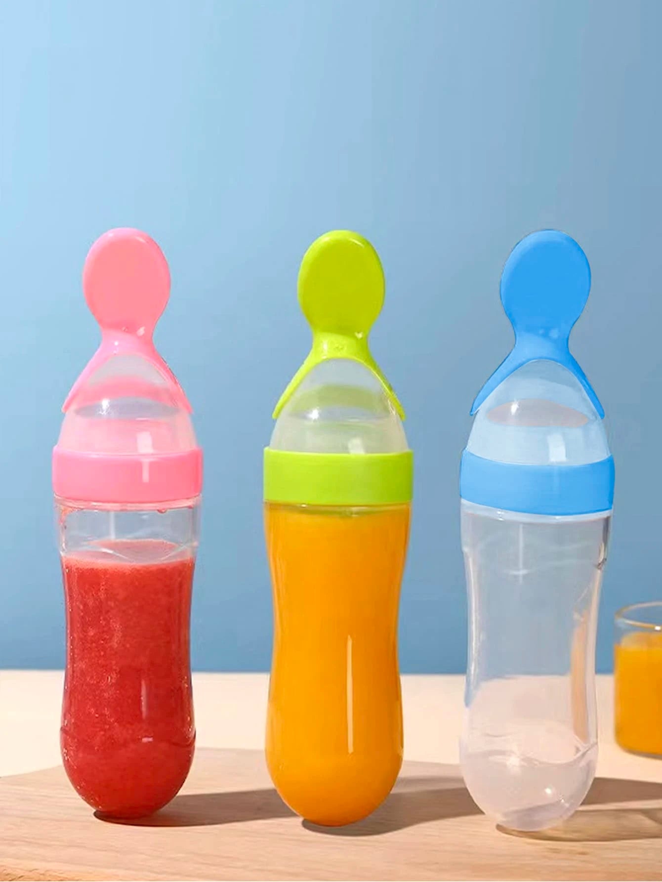 1pc Baby Multifunctional Silicone Squeeze Feeding Bottle & 2pcs Feeder Pacifier & 6pcs Elastic Mesh Bag