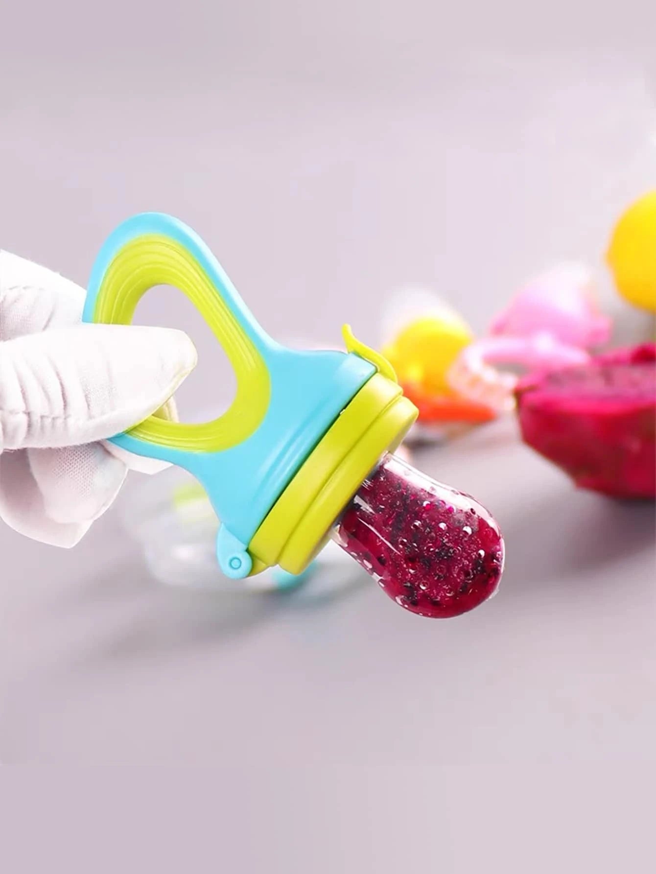 1pc Baby Multifunctional Silicone Squeeze Feeding Bottle & 2pcs Feeder Pacifier & 6pcs Elastic Mesh Bag