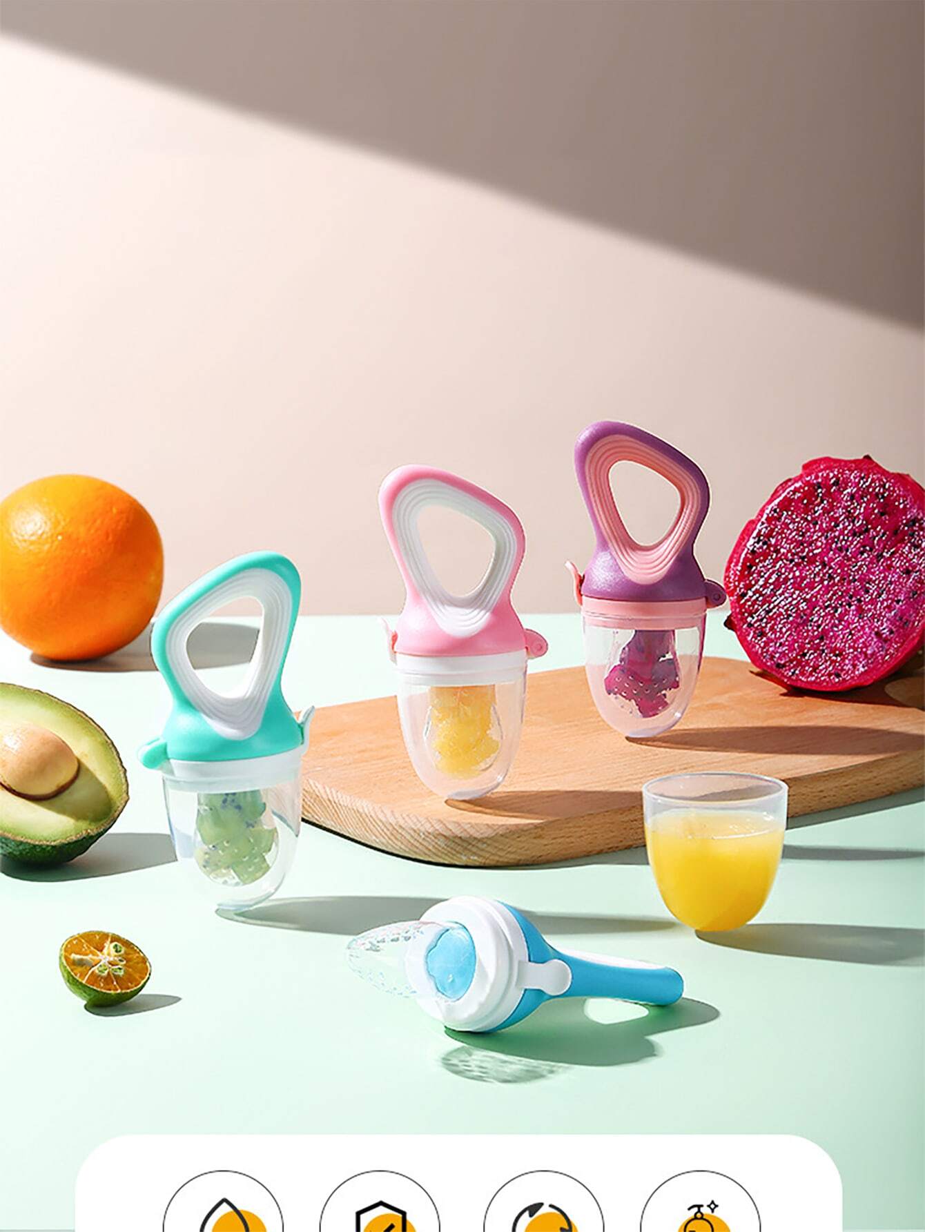 1pc Baby Multifunctional Silicone Squeeze Feeding Bottle & 2pcs Feeder Pacifier & 6pcs Elastic Mesh Bag