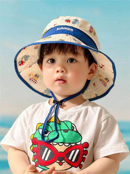 1pc Children's Bucket Hat For Spring And Autumn Navy Blue 1-3Y