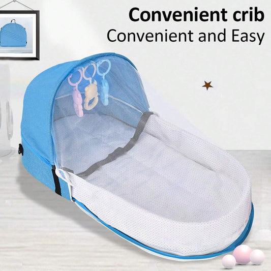 1pc Portable Foldable Anti-pressure Bed Inner Bed For Newborn Baby Blue One-Size
