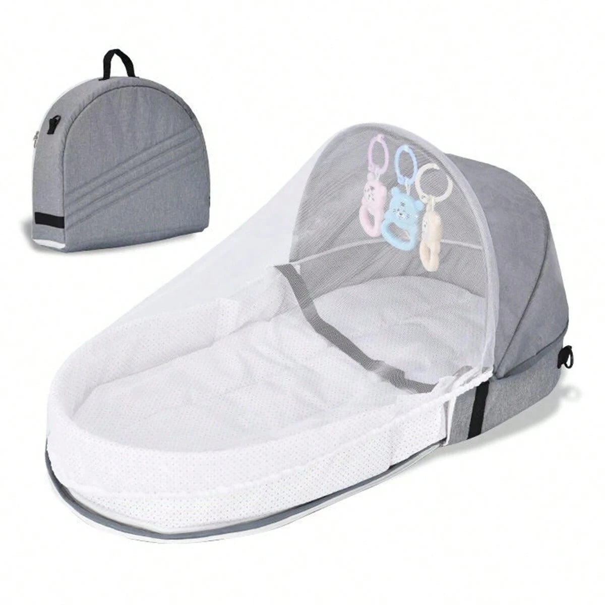 1pc Portable Foldable Anti-pressure Bed Inner Bed For Newborn Baby Grey One-Size