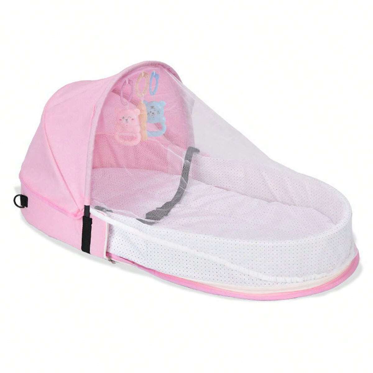 1pc Portable Foldable Anti-pressure Bed Inner Bed For Newborn Baby Pink One-Size