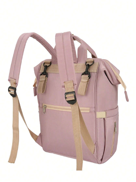 1pc Solid Color Nylon Decorated Bottle Bag With Large Capacity