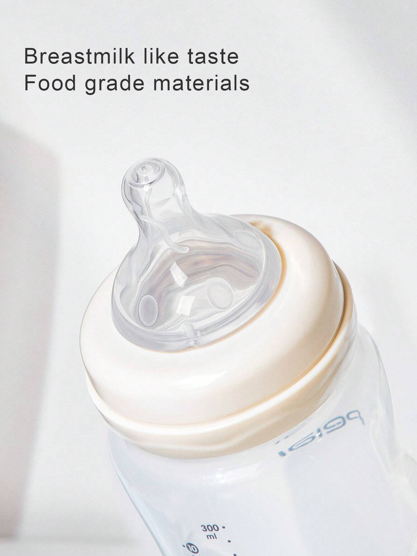 1pc Wide Neck Baby Bottle With Pp Material And Breast-like Nipple