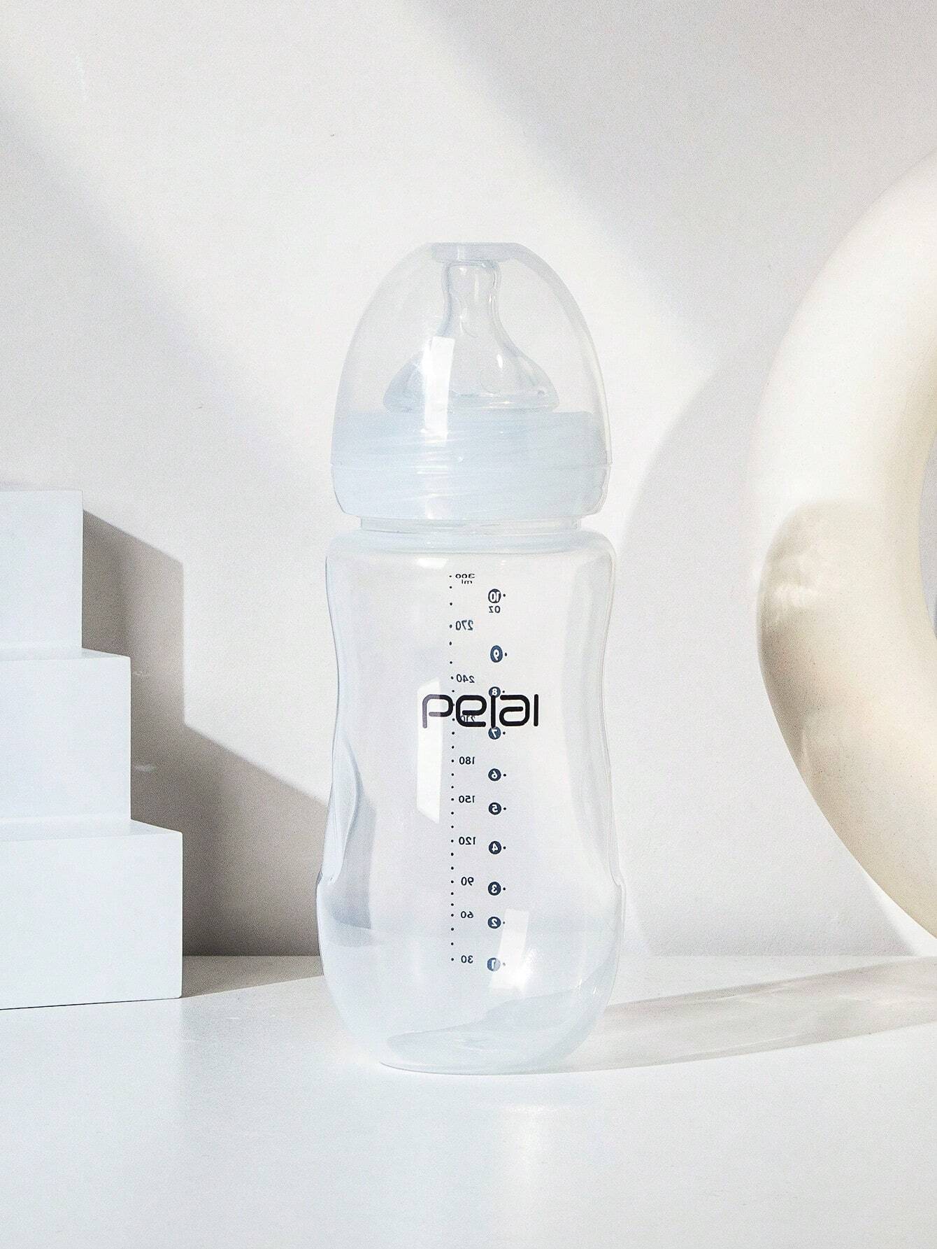 1pc Wide Neck Baby Bottle With Pp Material And Breast-like Nipple Clear