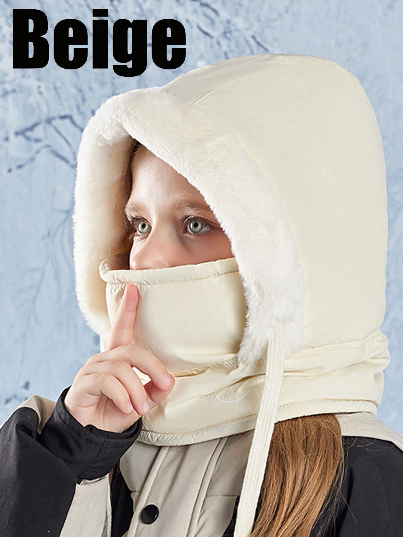 1pc 3-12Y Balaclava Kids Ski Mask, Winter Windproof Face Cover Beige 3-12Y