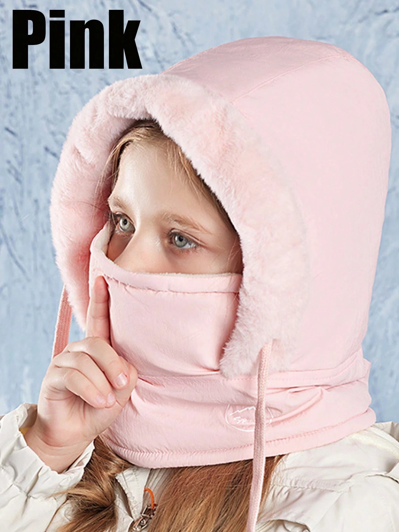 1pc 3-12Y Balaclava Kids Ski Mask, Winter Windproof Face Cover Pink 3-12Y