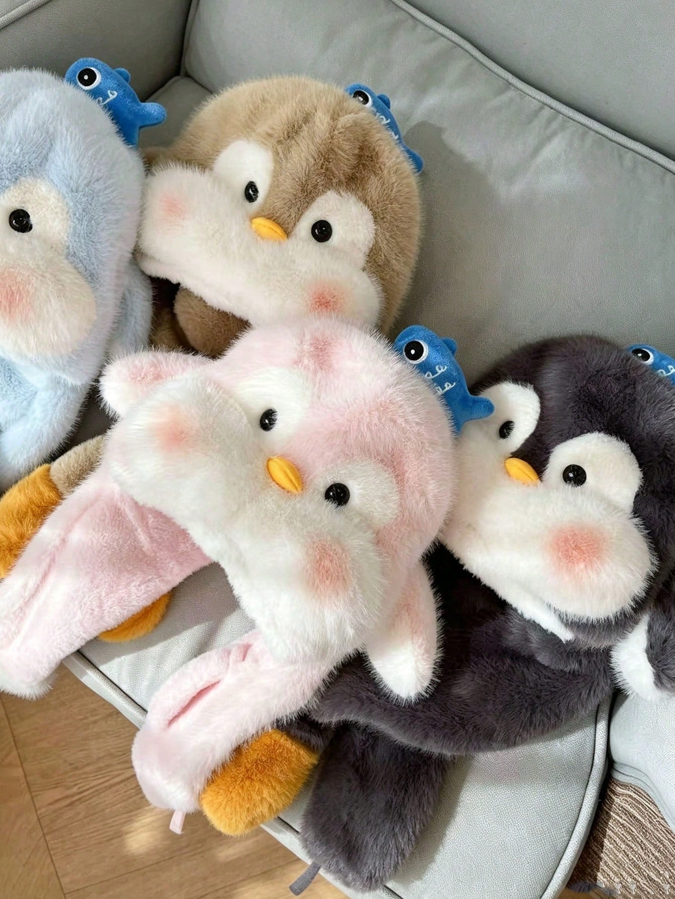 1pc Girls Penguin Plush Hat With Scarf