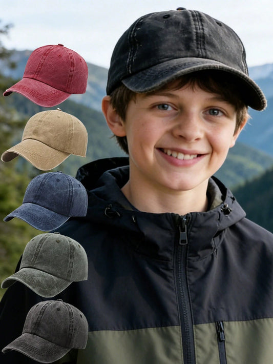 1pc Kids Sun Hat Baseball Cap Black 9-15Y