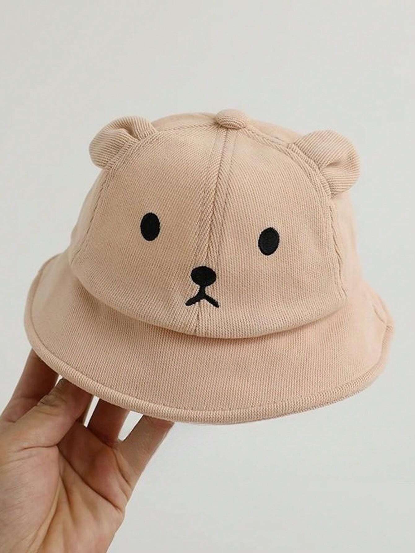 1pc Toddler Bear Design Sun Hat With Mesh Breathable Fabric Baby Blue