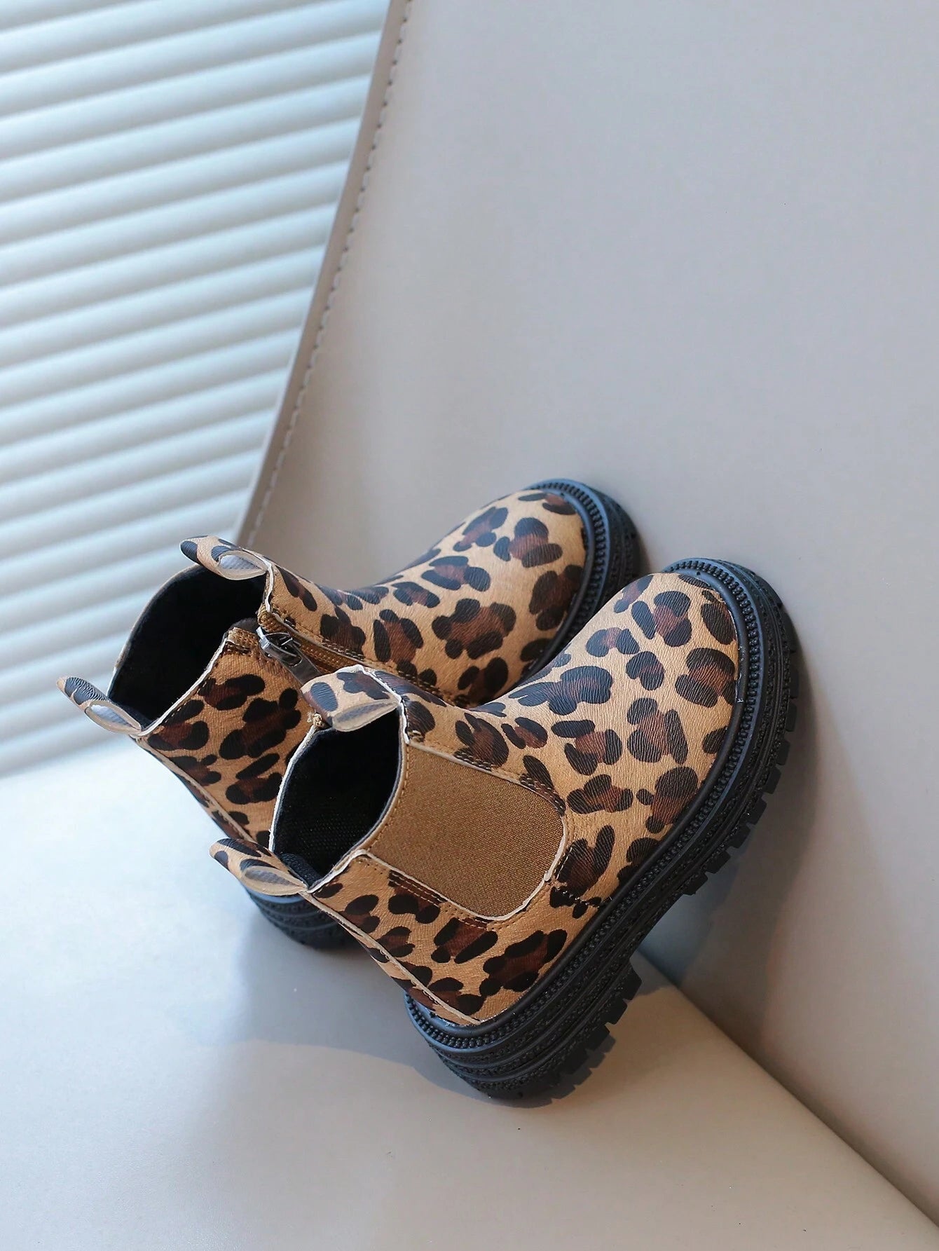 Leopard Print Kids Ankle Boots