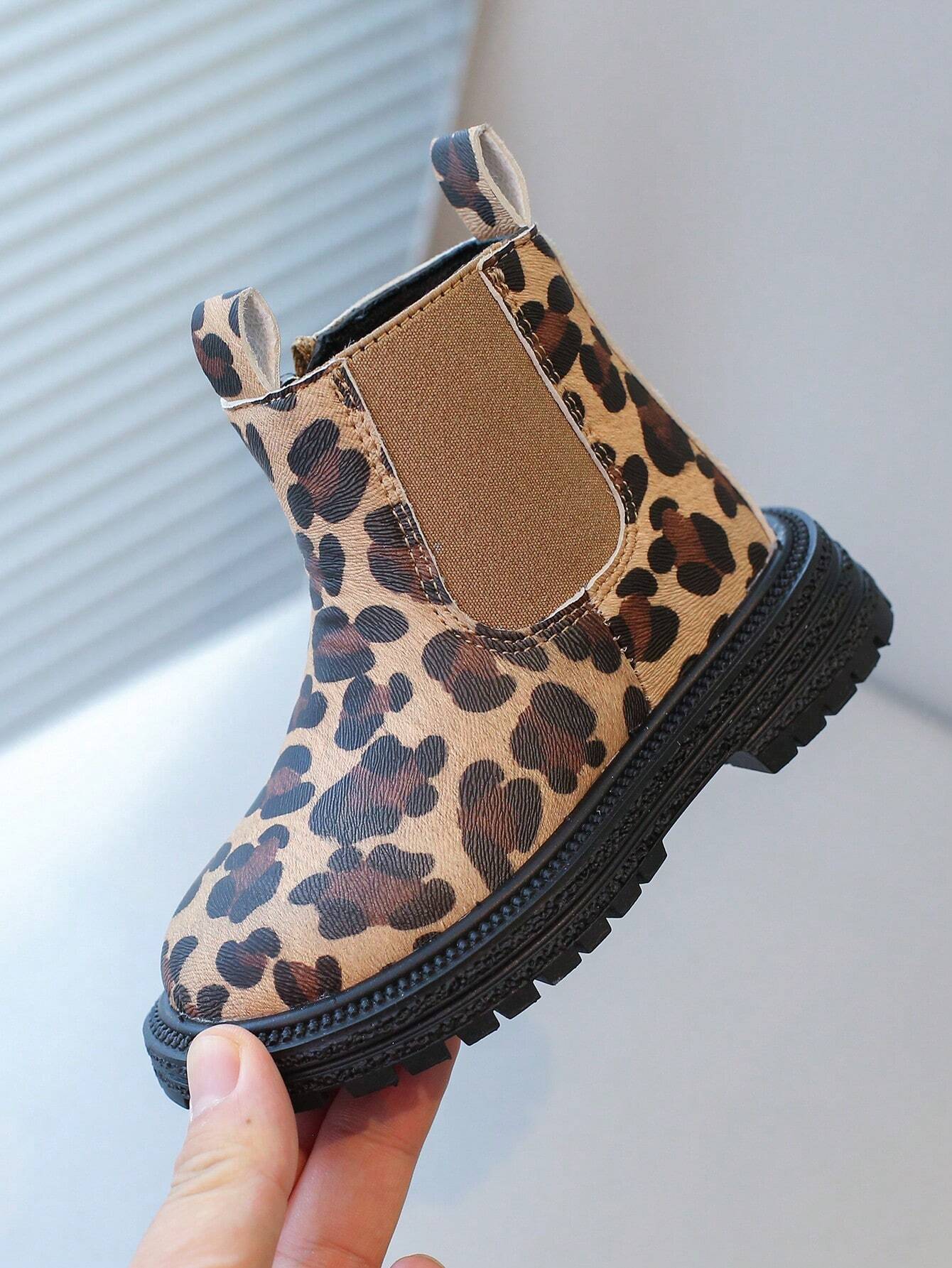 Leopard Print Kids Ankle Boots
