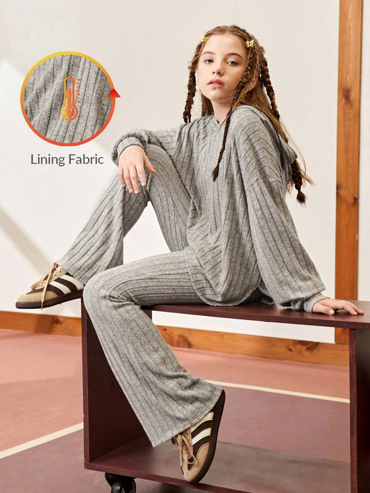 Sparklyn Tween Girls 2pcs/Set Round Neck High Neck Long Sleeve Sweatshirt And Pants Set (Copy)