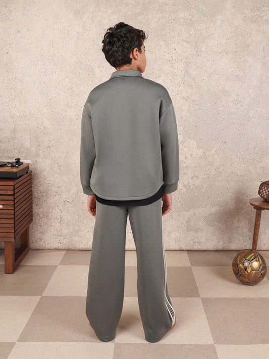 Tween Collared Shirt And Wide Leg Pants Co-Ord Set