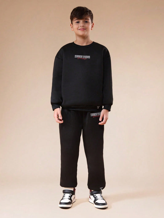 Boys Graphic Sweatshirt And Joggers Coordinate Set With Logo Print